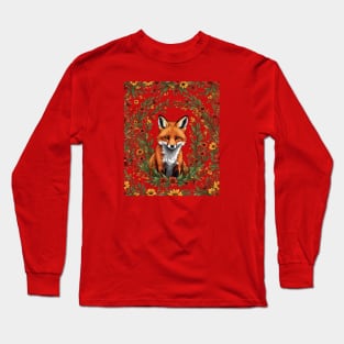 Mississippi Red Fox Surrounded By Tickseed Flowers Long Sleeve T-Shirt